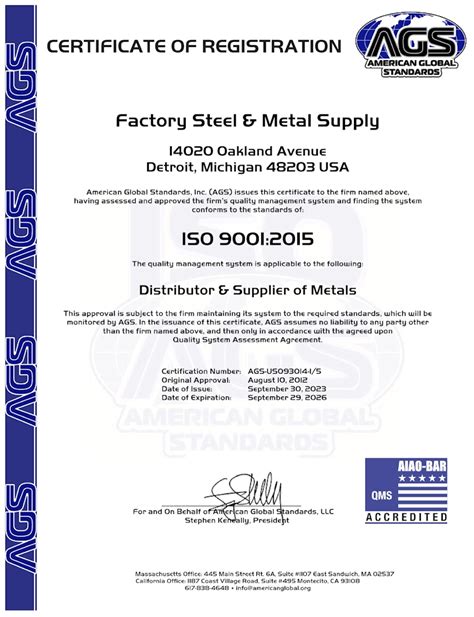 iso certified metal fabrication company chicago|Certifications .